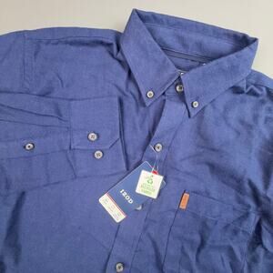 Izod Navy Button Down Shirt Soft Cotton Blend Long Sleeve M